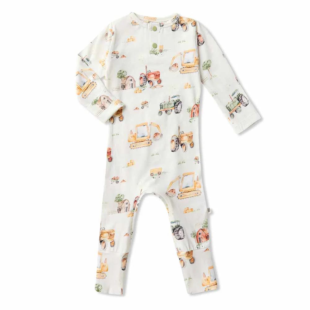 Snuggle Honey Growsuit - Diggers & Tractors