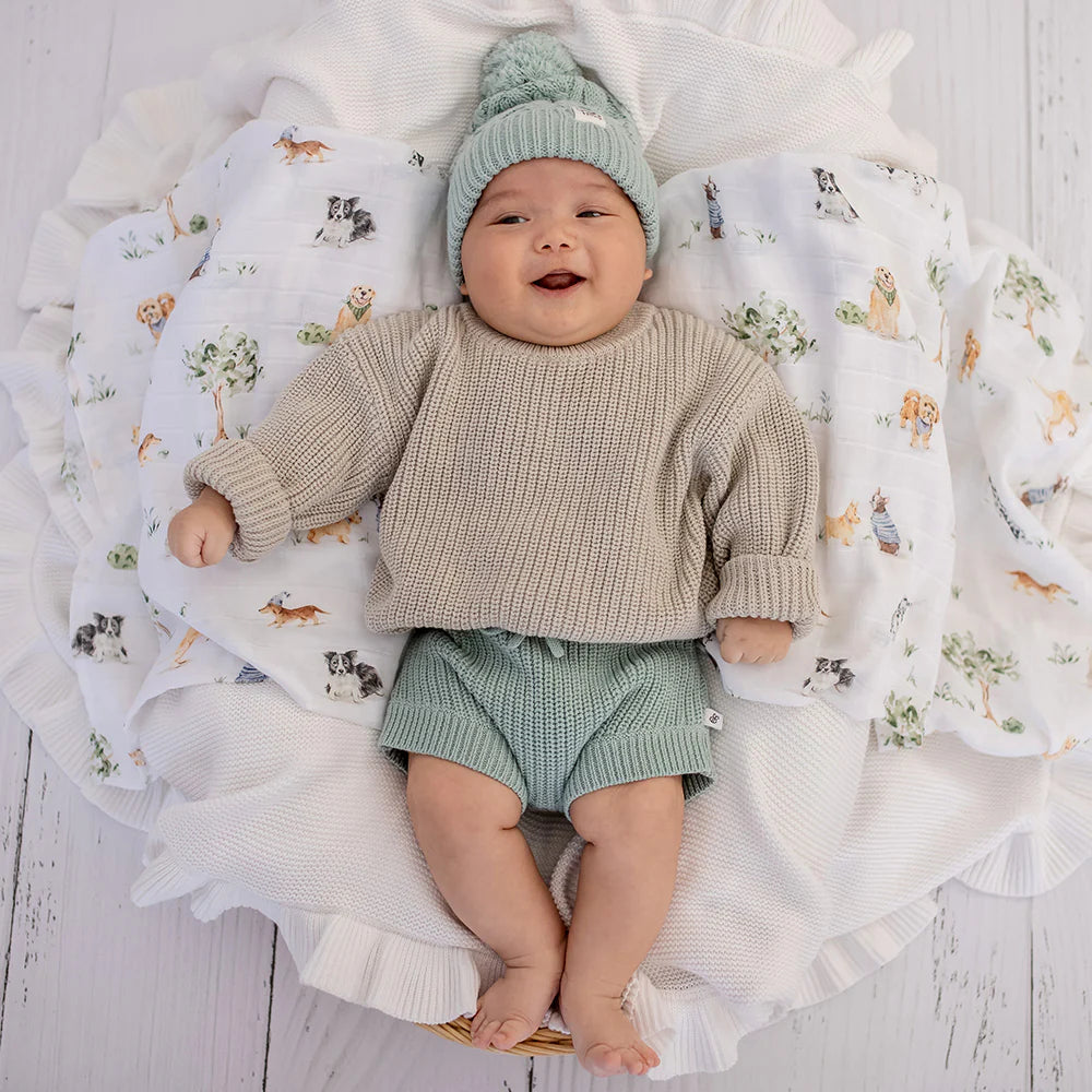 Snuggle Honey Cotton Knit Jumper - Pistachio