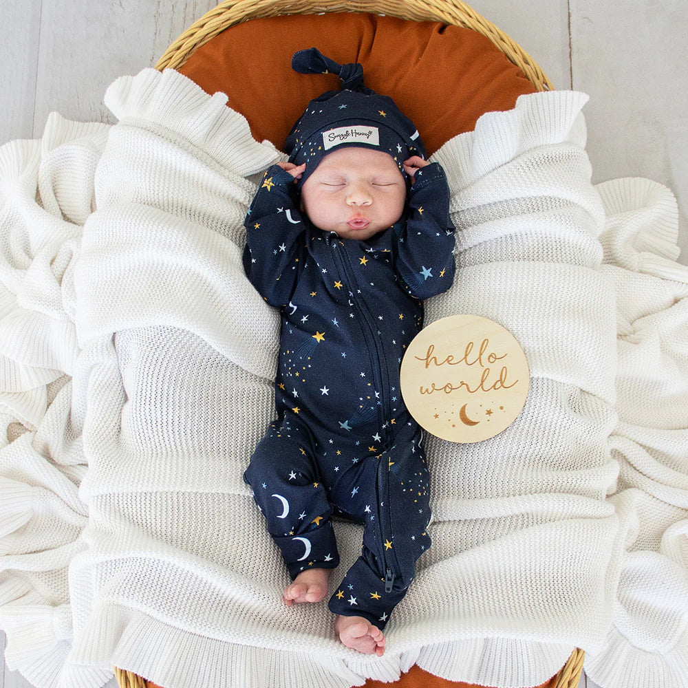 Snuggle Honey Zip Romper - Starry Night