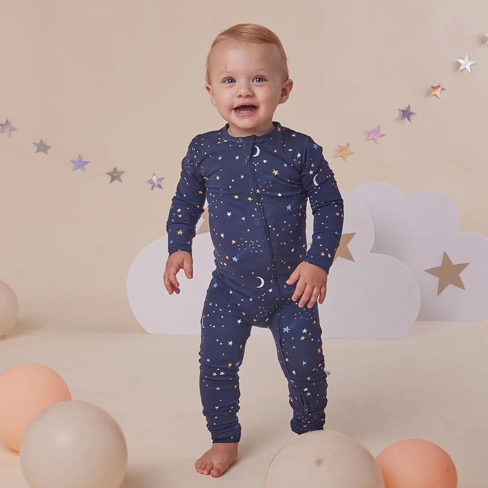 Snuggle Honey Zip Romper - Starry Night