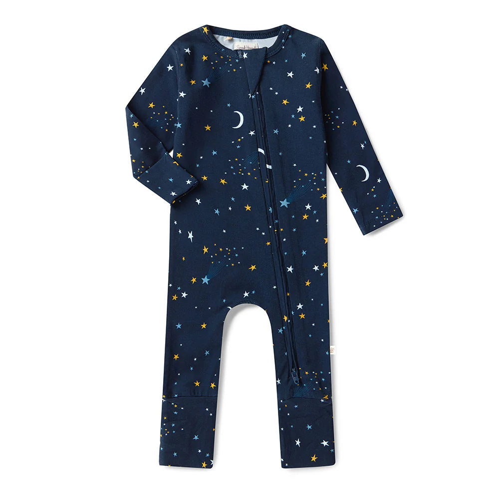 Snuggle Honey Zip Romper - Starry Night
