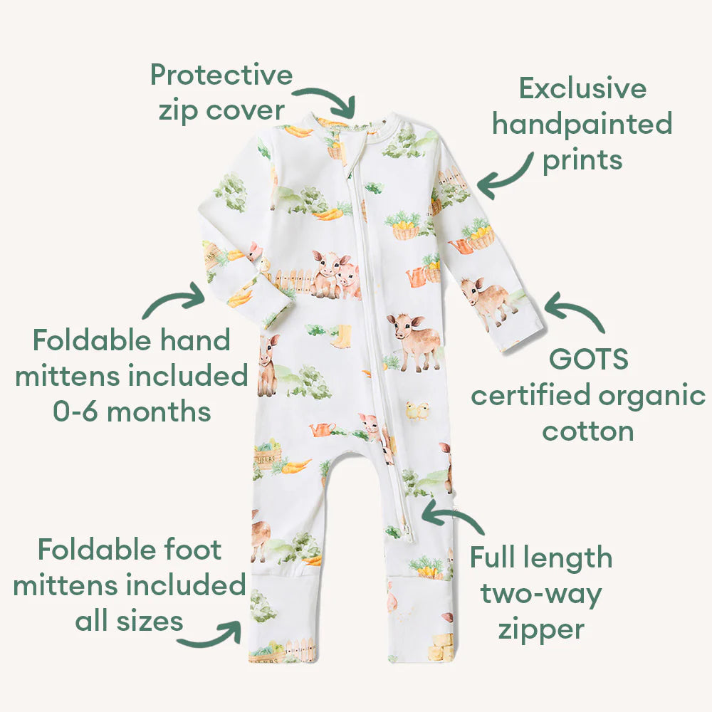 Snuggle Honey Zip Romper - Farm Organic