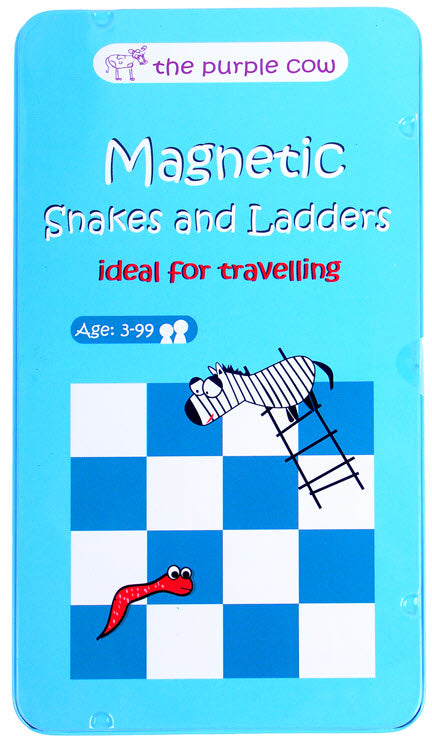 The Purple Cow Travelling Magnetic Tin Game - Snakes & Ladders