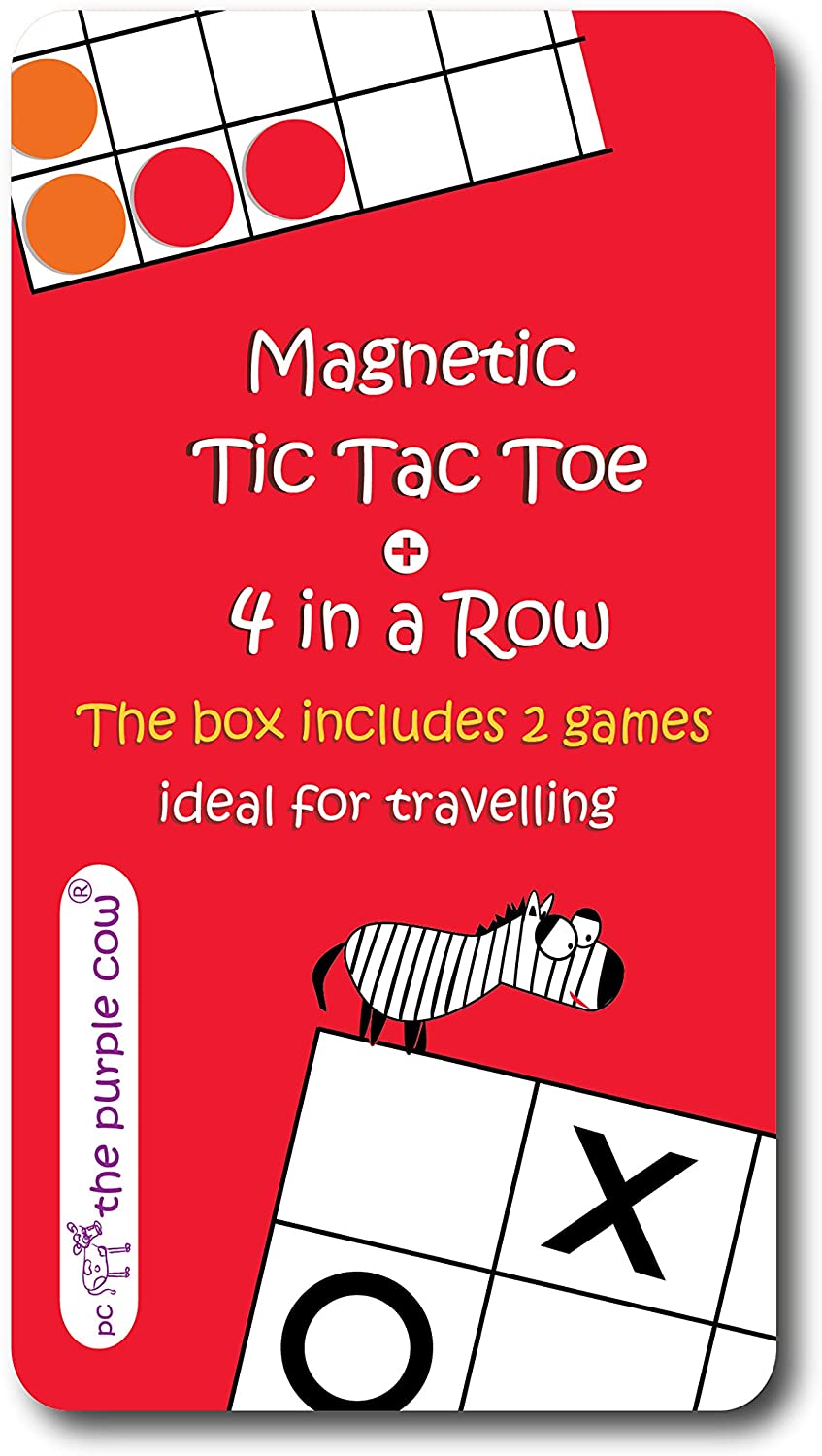 The Purple Cow Travelling Magnetic Tin Game -Tic Tac Toe