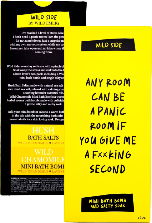Wild Emery Wild Side Mini Bath Bomb & Salty Soak - Any Room Can Be A Panic Room If You Give Me A Fxxking Second