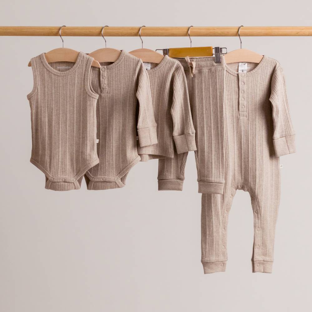 Woolbabe Organic Cotton/Merino Long Sleeve Henley Suit