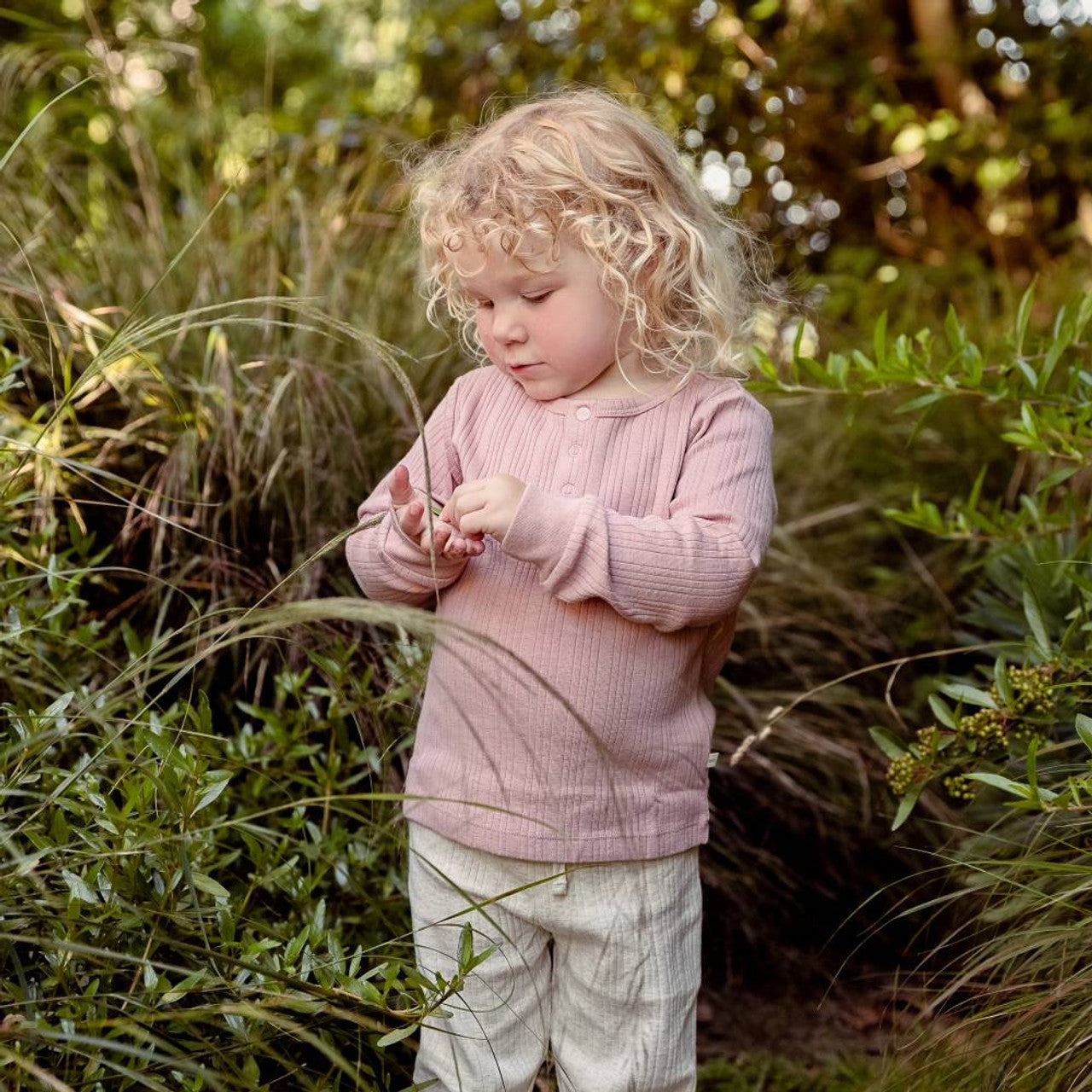 Woolbabe Organic Cotton/Merino Long Sleeve Henley Top